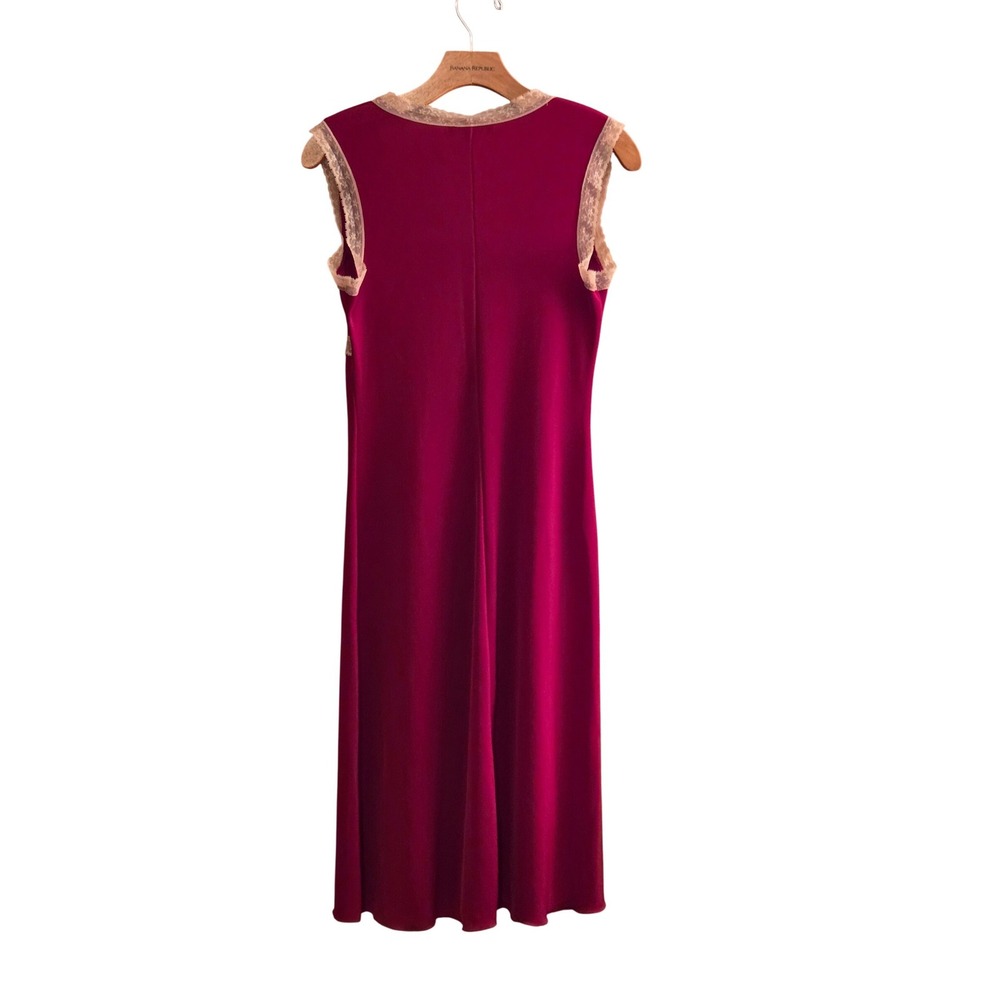 Y2K Hot Kiss Pink Lace Trim Empire Waist Midi Dress Coquette Fairycore Sz S - Picture 4 of 9